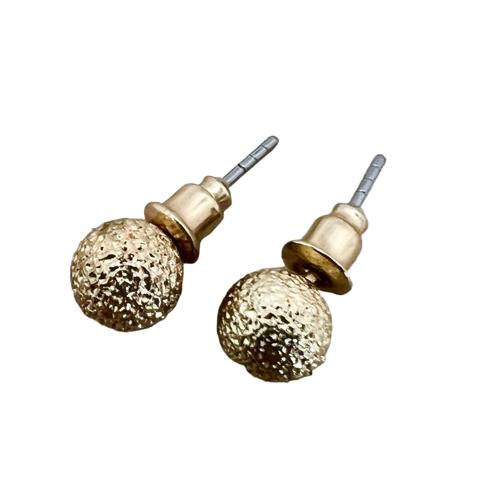 ๐ญ6/$30โTextured gold tone small ball circle sphere post earrings